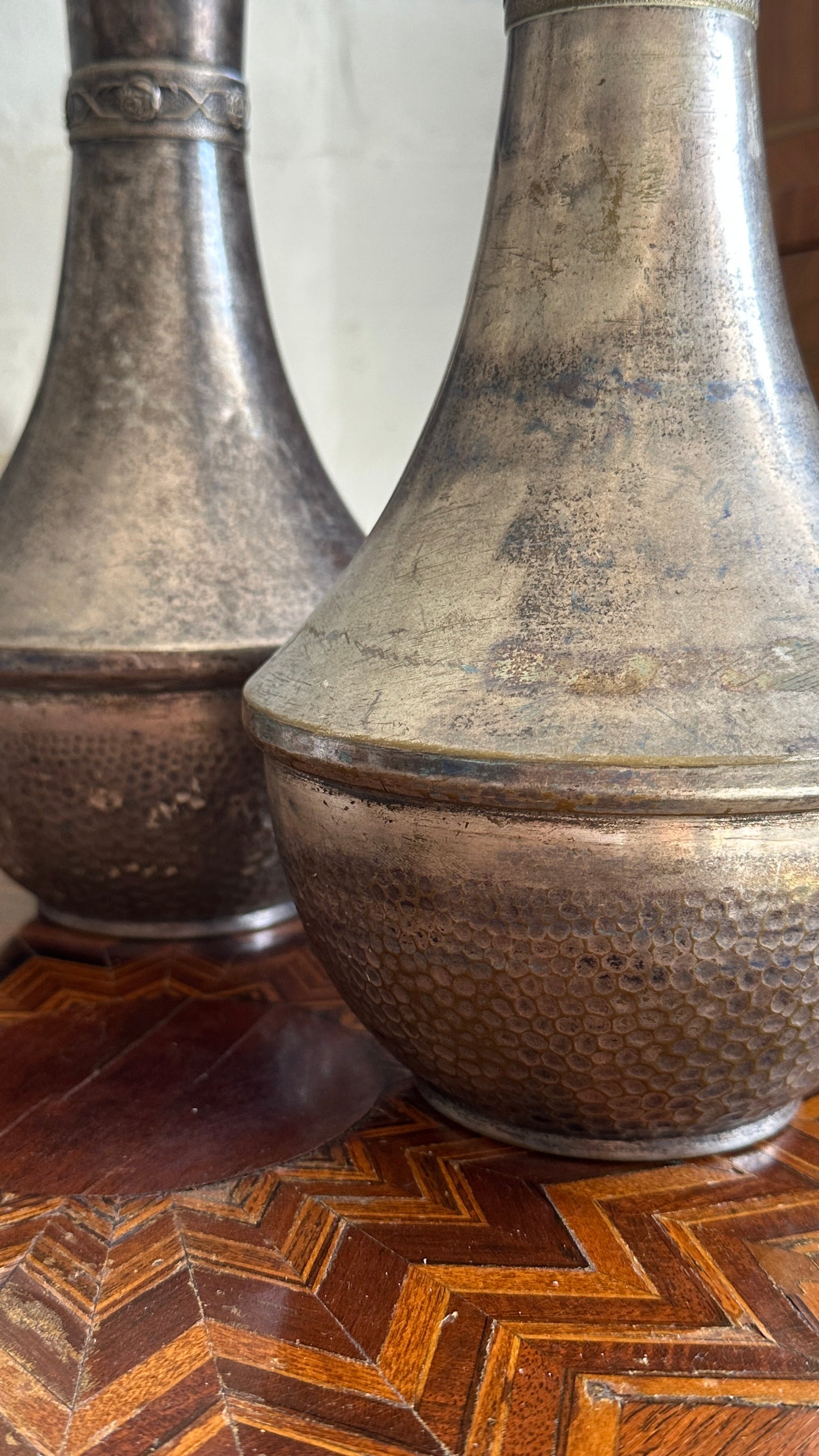 Pair of Vintage Hammered Vases