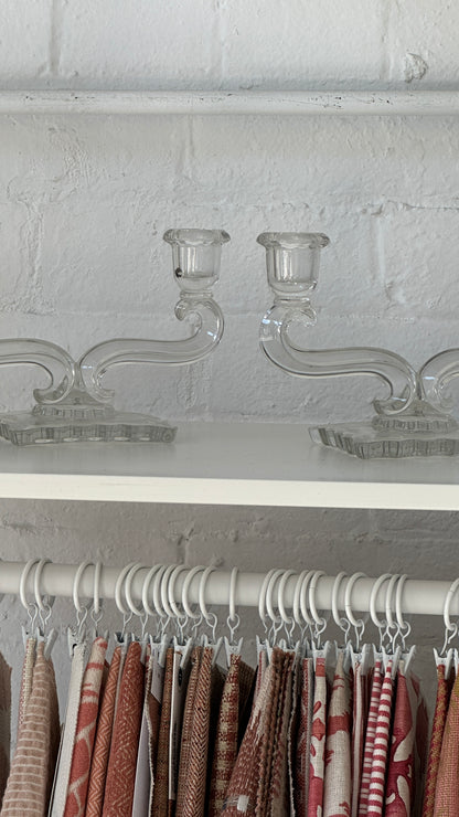 Pair of Vintage Glass Candle Holders
