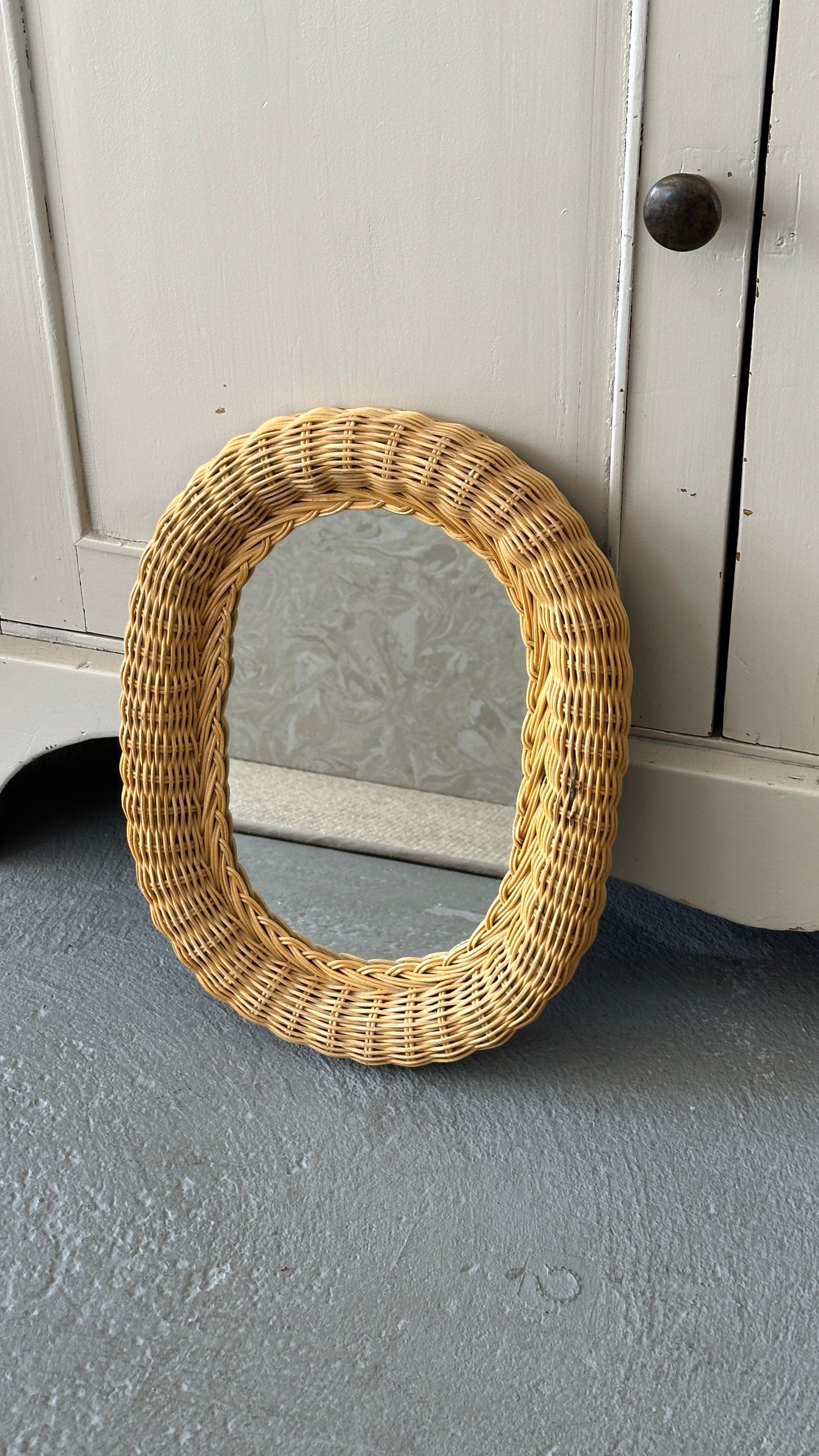 Vintage Woven Wicker Mirror