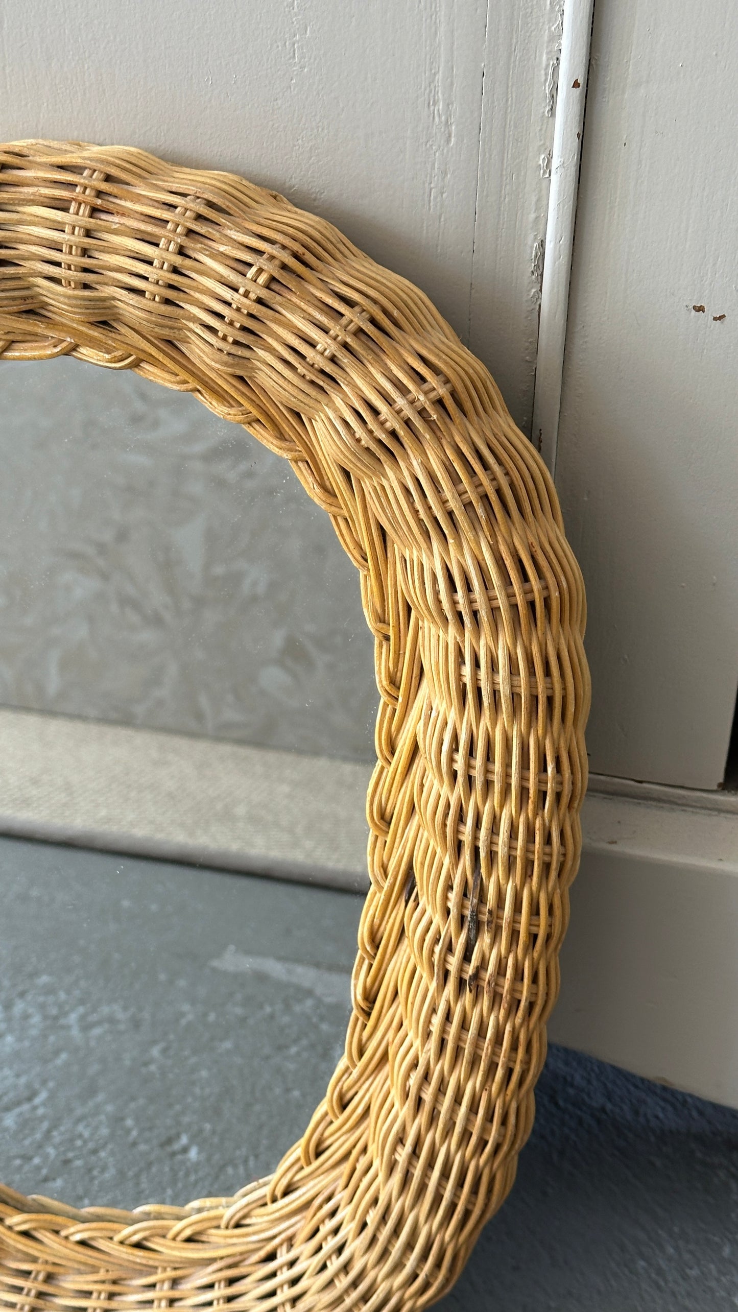 Vintage Woven Wicker Mirror