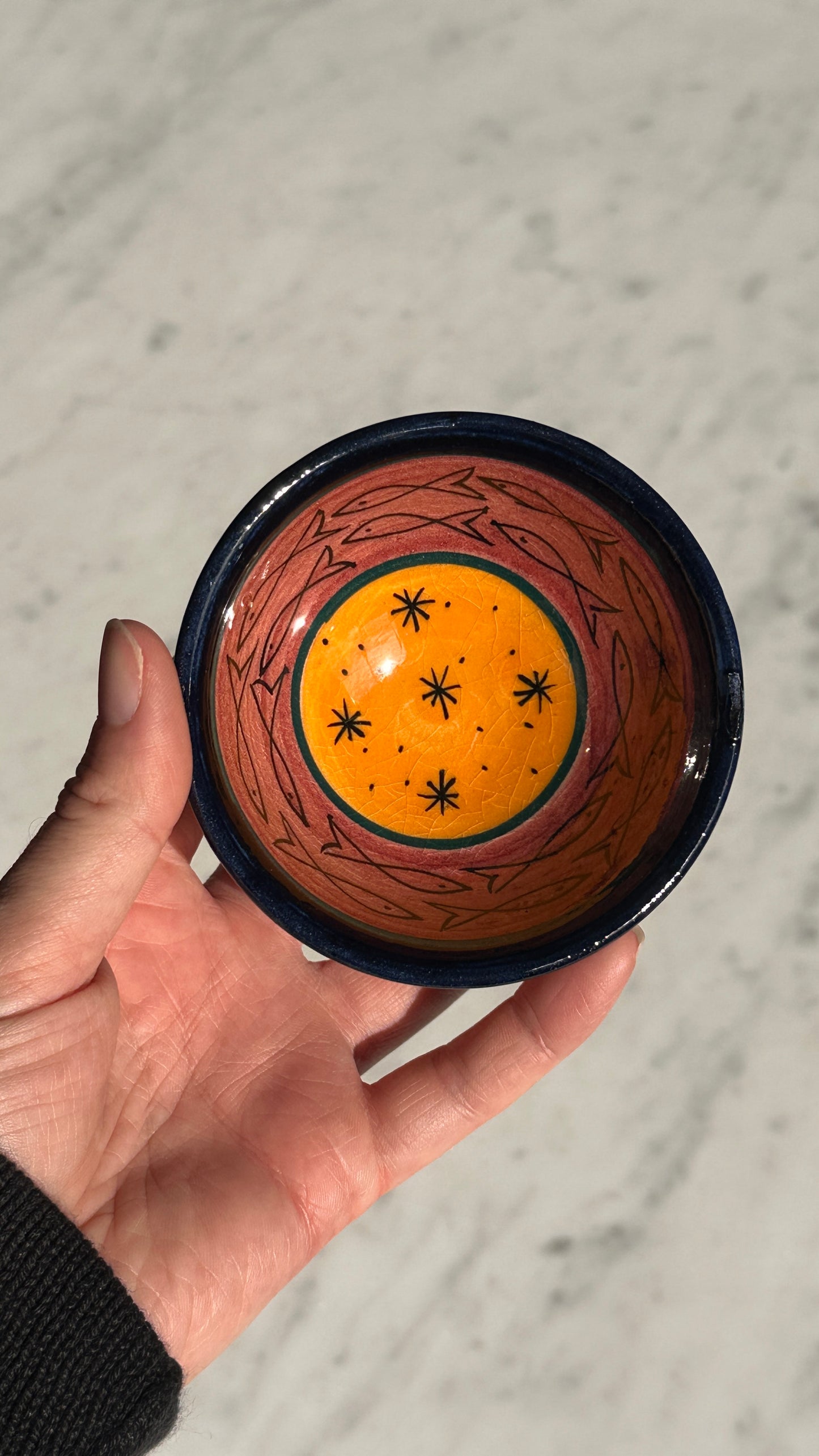 Decorated Moroccan Fish Bowl by T. Nour
