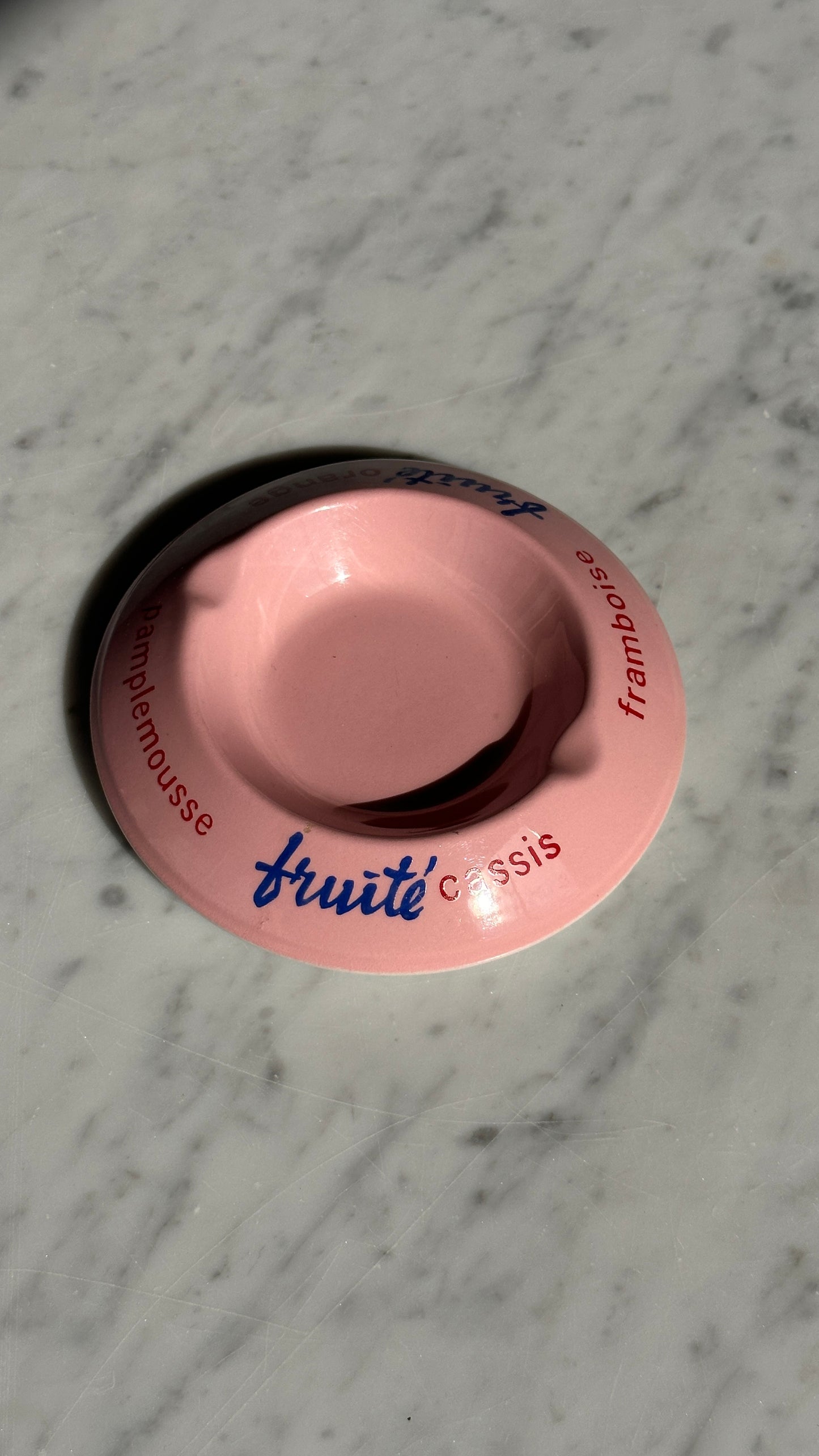 Vintage Pink French "Fruité" Ashtray by the Moulin des Loups Factory