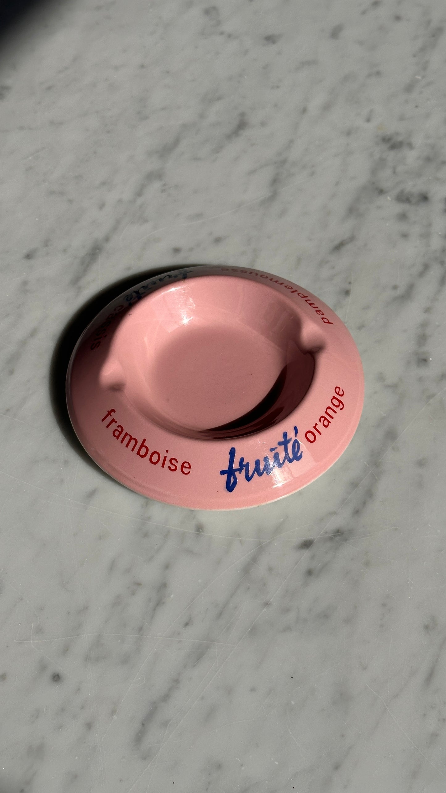 Vintage Pink French "Fruité" Ashtray by the Moulin des Loups Factory
