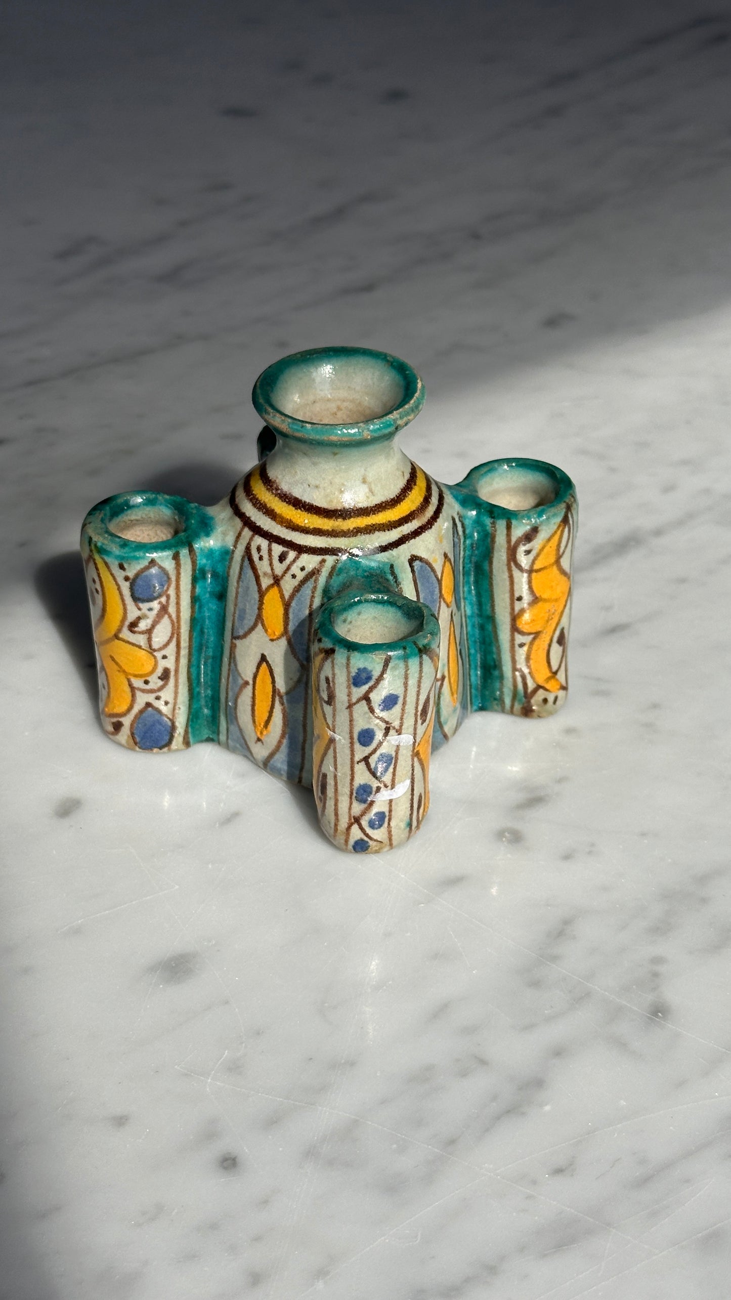 Antique Moroccan Ceramic Inkwell