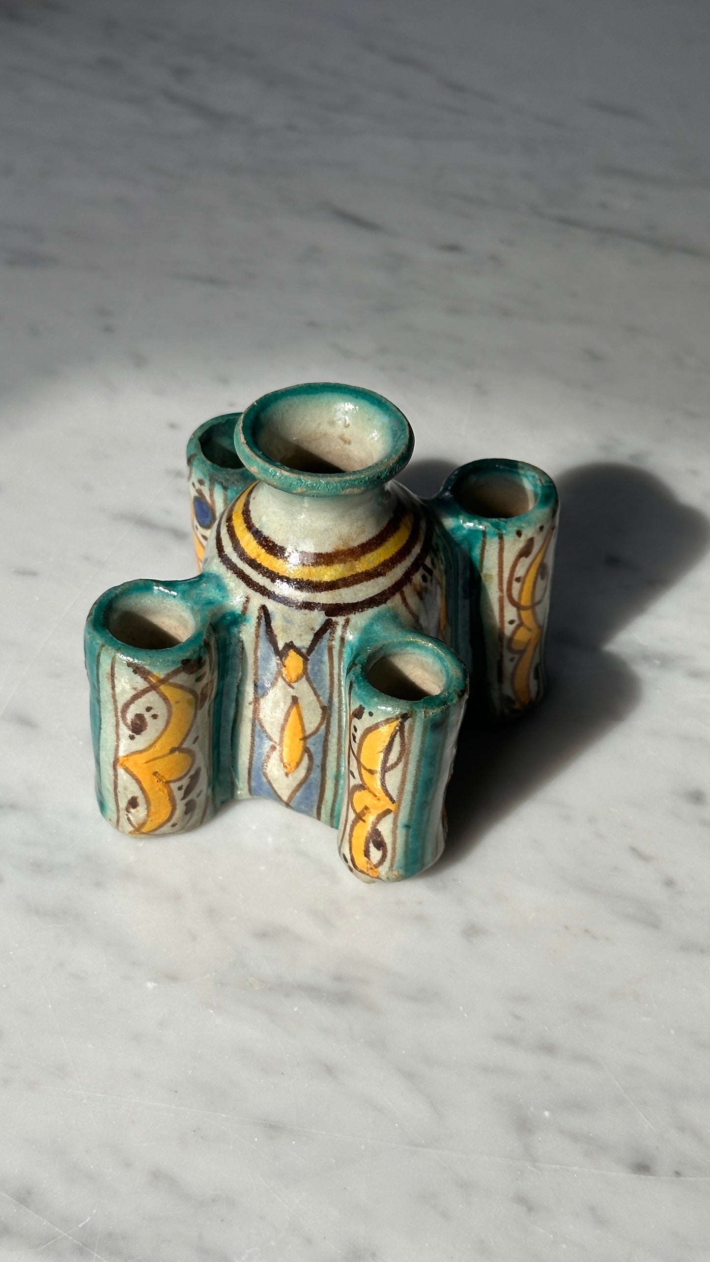 Antique Moroccan Ceramic Inkwell