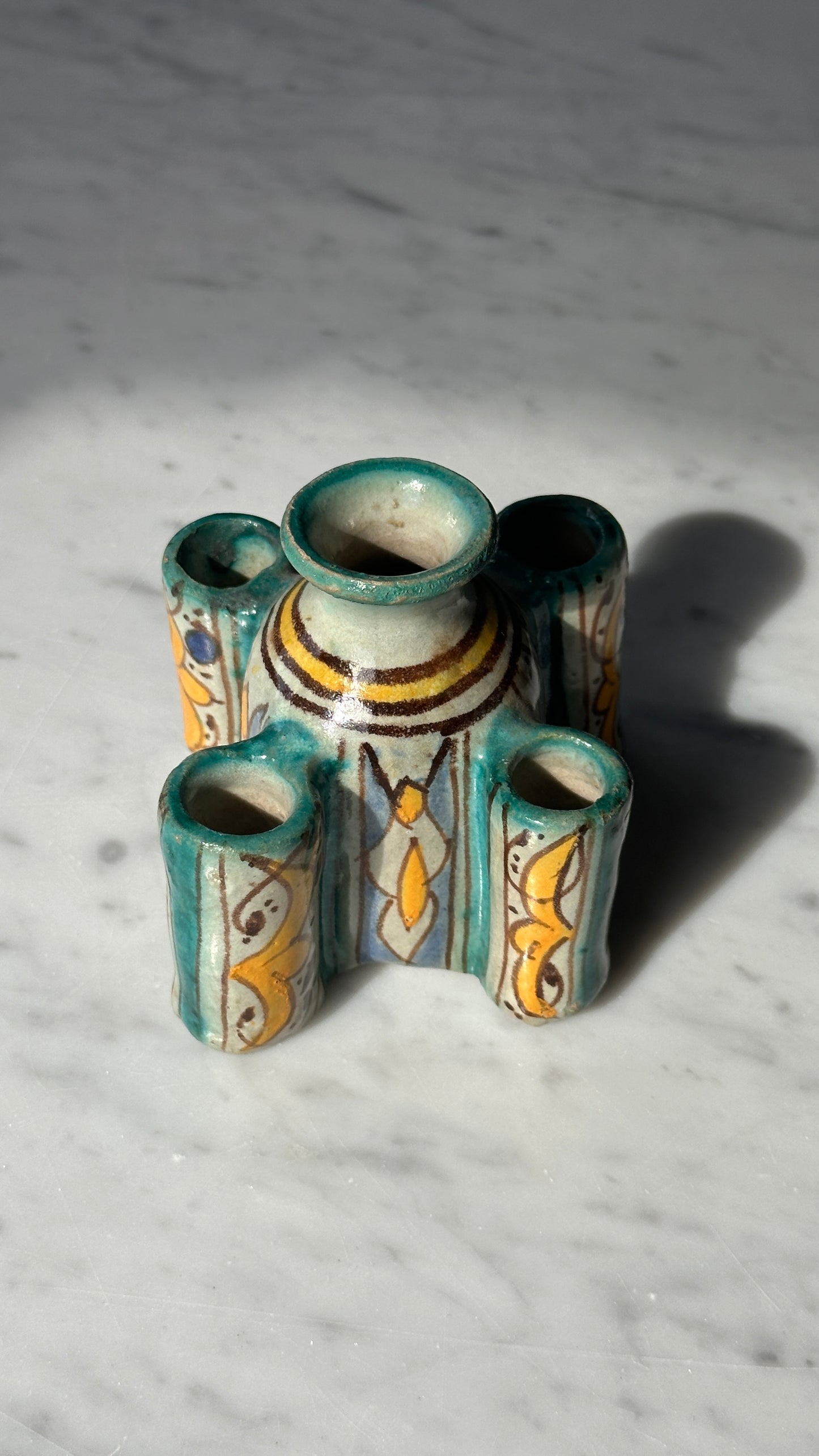 Antique Moroccan Ceramic Inkwell