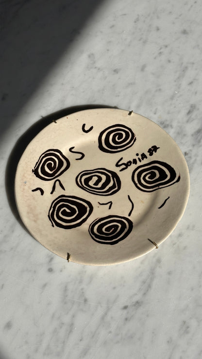 Ceramic Swirl Plate by Sonia 1987
