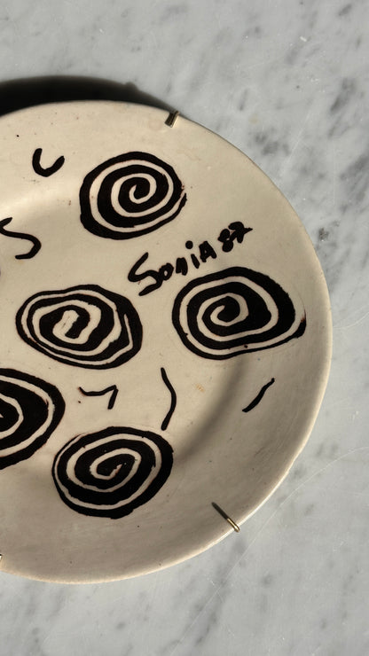 Ceramic Swirl Plate by Sonia 1987