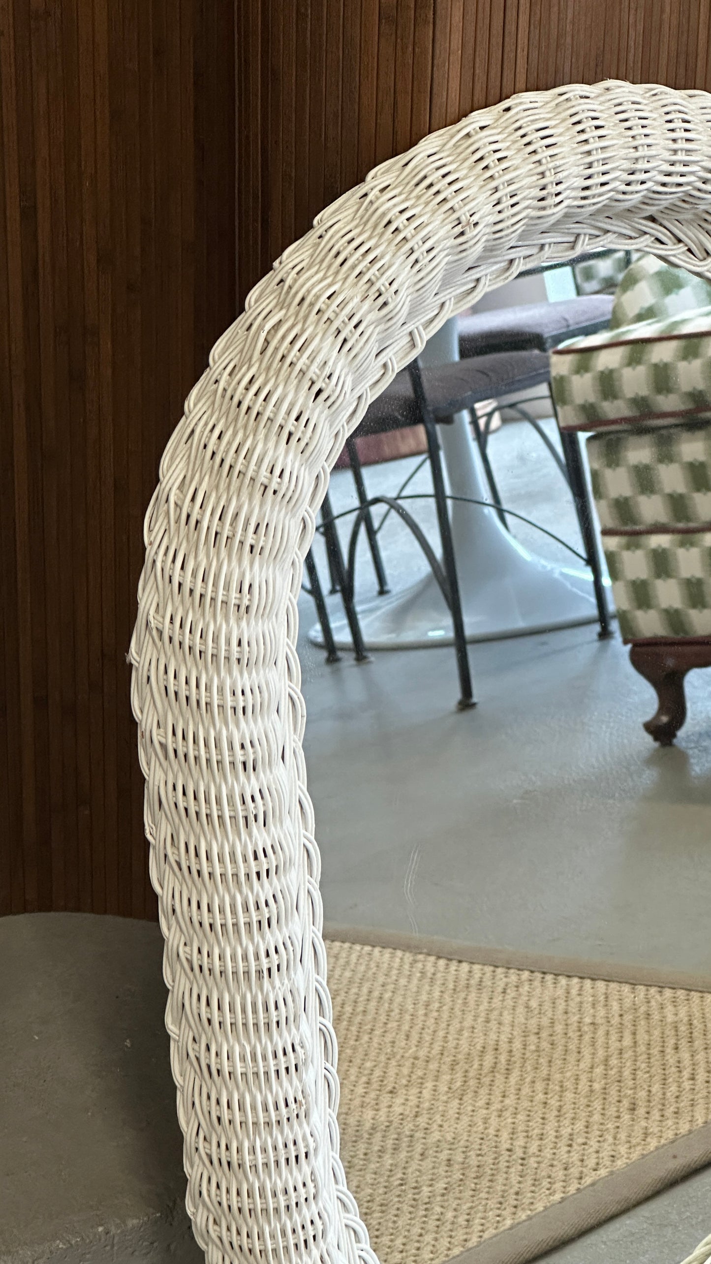 White Oval Wicker Mirror