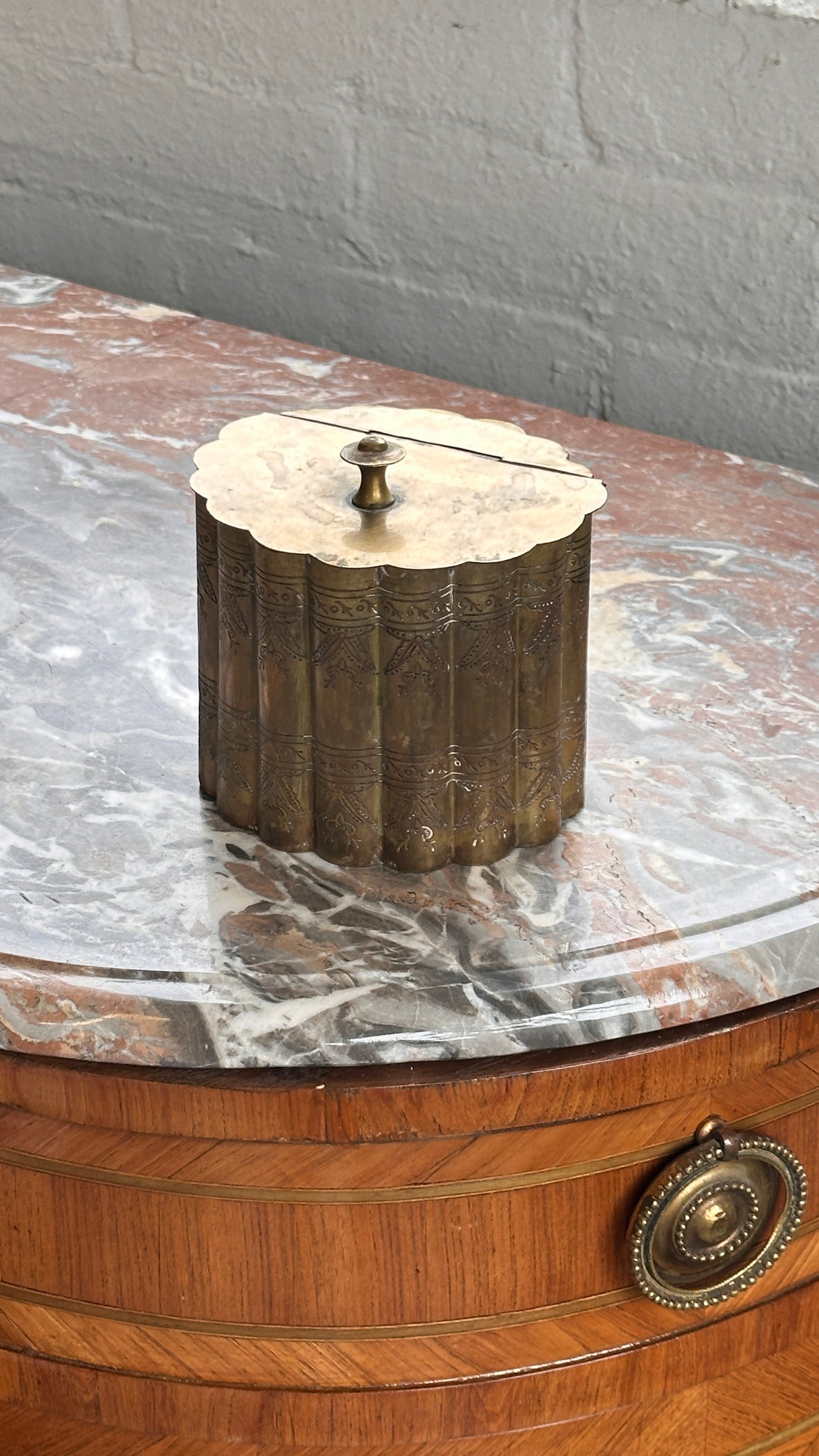 Scalloped Brass Trinket / Tea Box