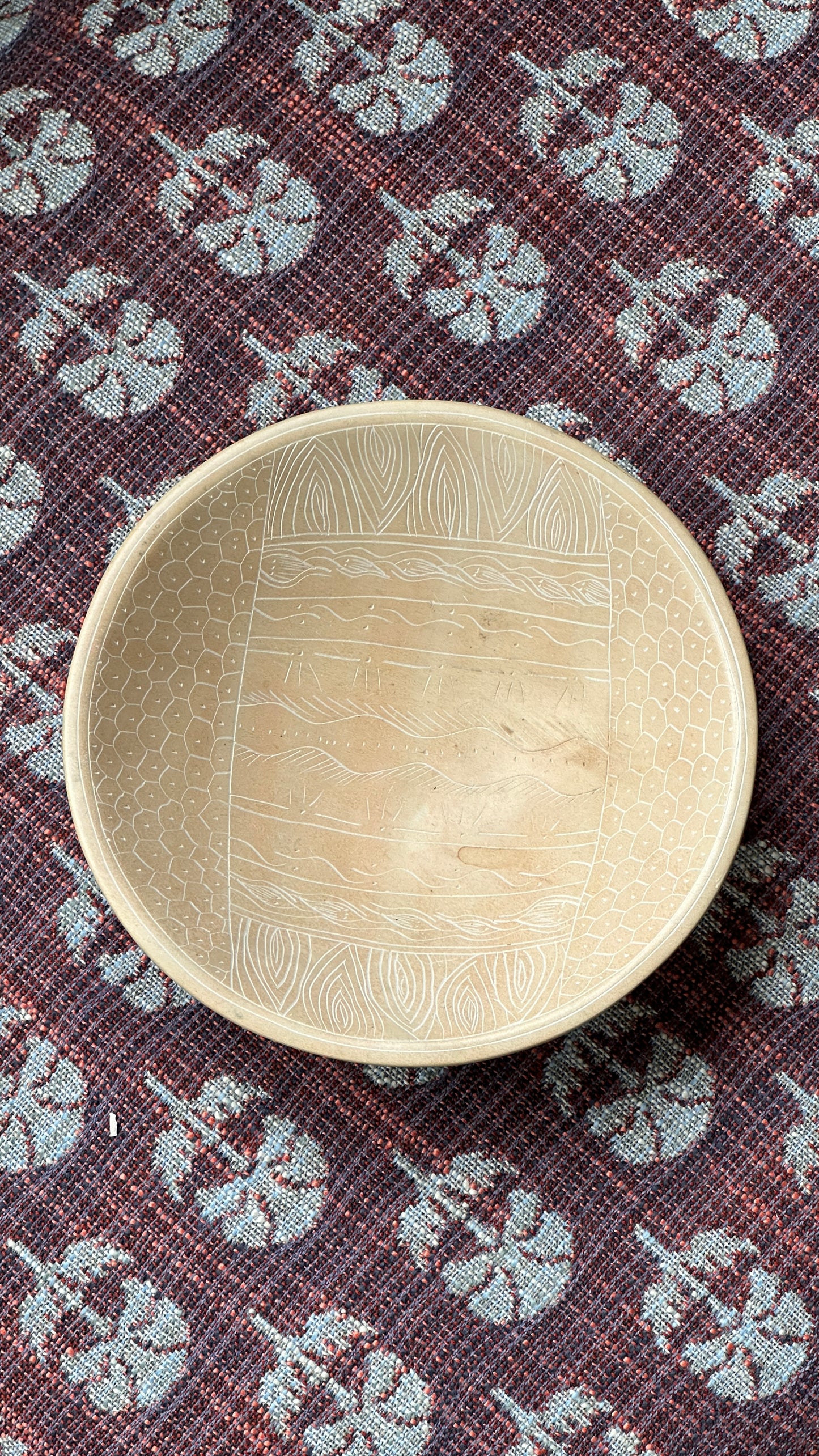 Decorative Carved Stoneware Bowl