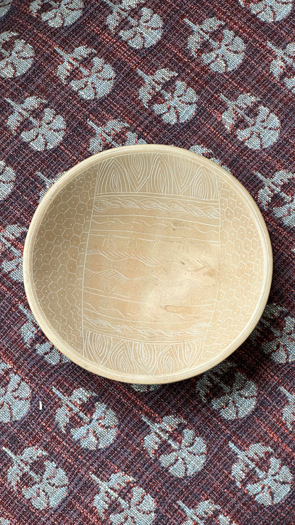 Decorative Carved Stoneware Bowl