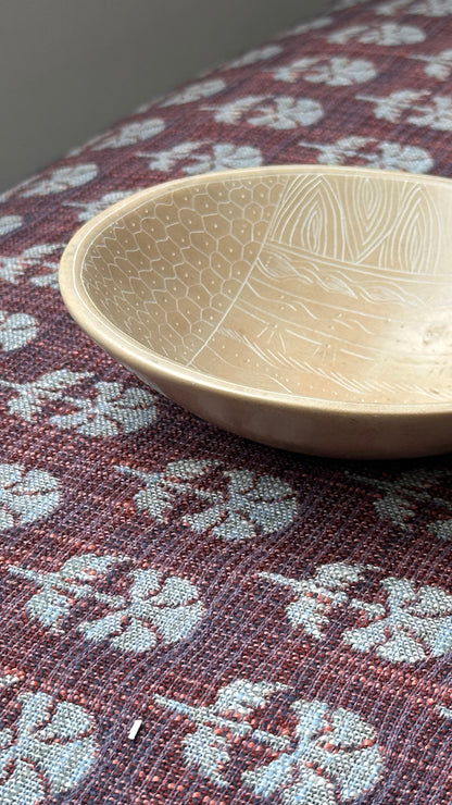 Decorative Carved Stoneware Bowl