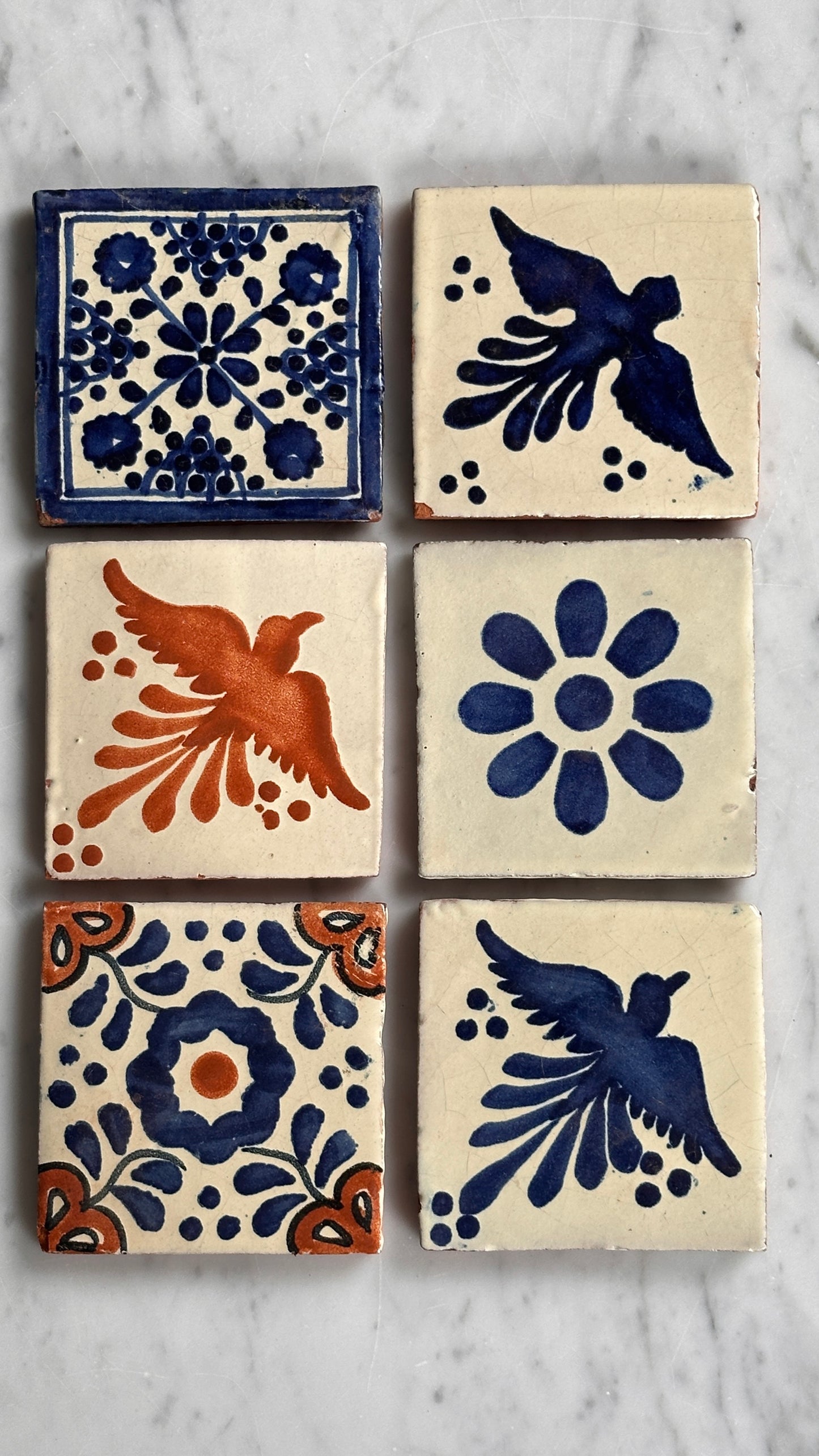 Collection of 6 Hand Painted Vintage Tiles