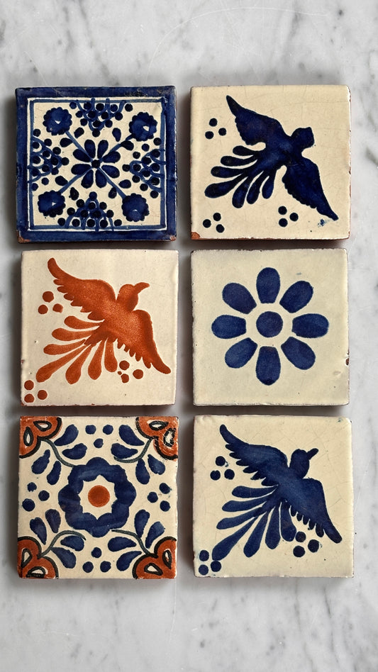 Collection of 6 Hand Painted Vintage Tiles