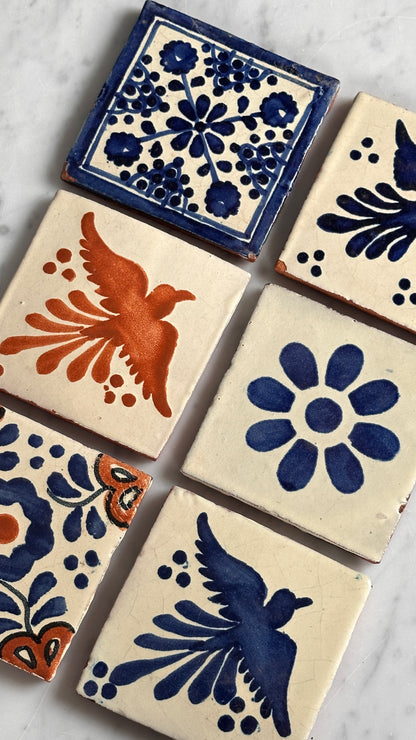 Collection of 6 Hand Painted Vintage Tiles