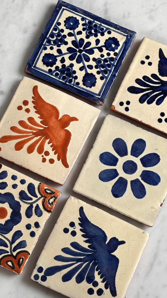 Collection of 6 Hand Painted Vintage Tiles