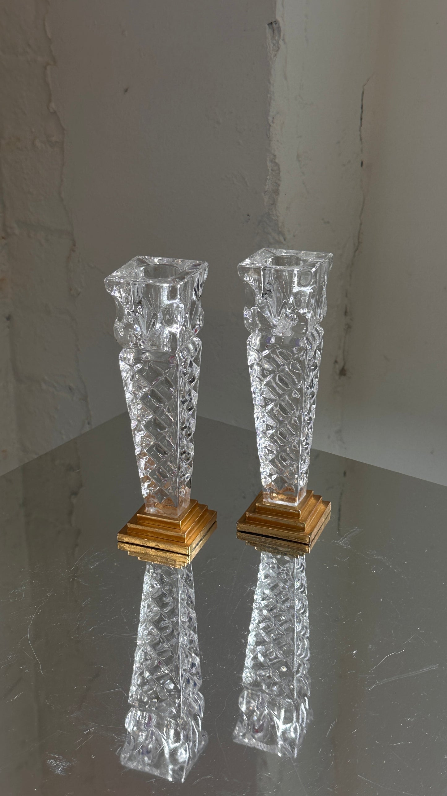 Pair of Killarney Crystal Candlesticks, Ireland