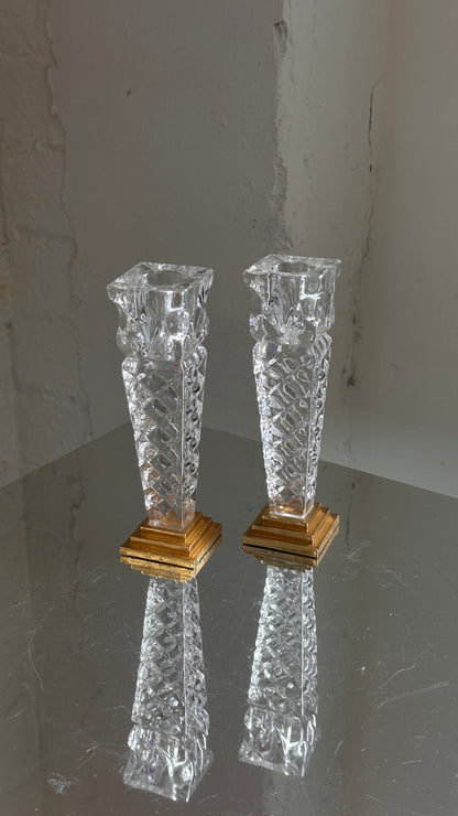 Pair of Killarney Crystal Candlesticks, Ireland