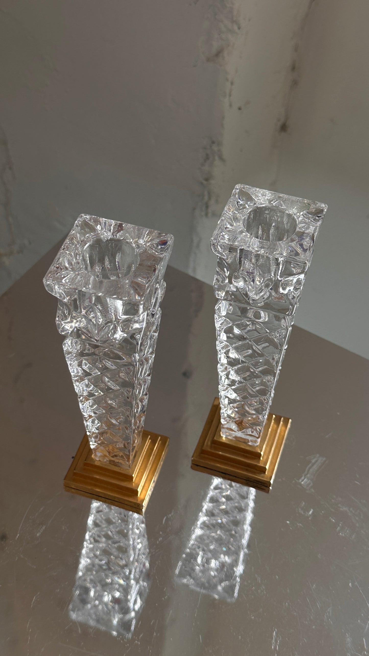 Pair of Killarney Crystal Candlesticks, Ireland