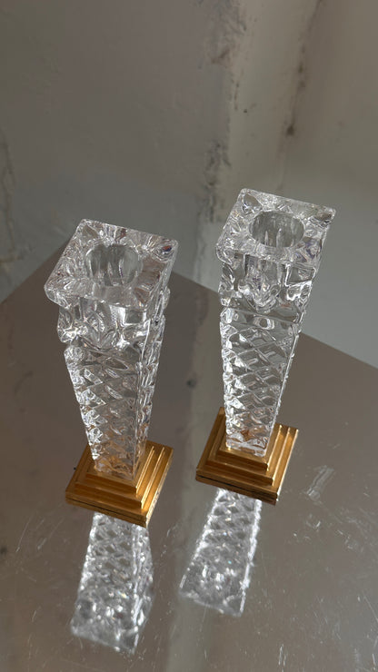 Pair of Killarney Crystal Candlesticks, Ireland