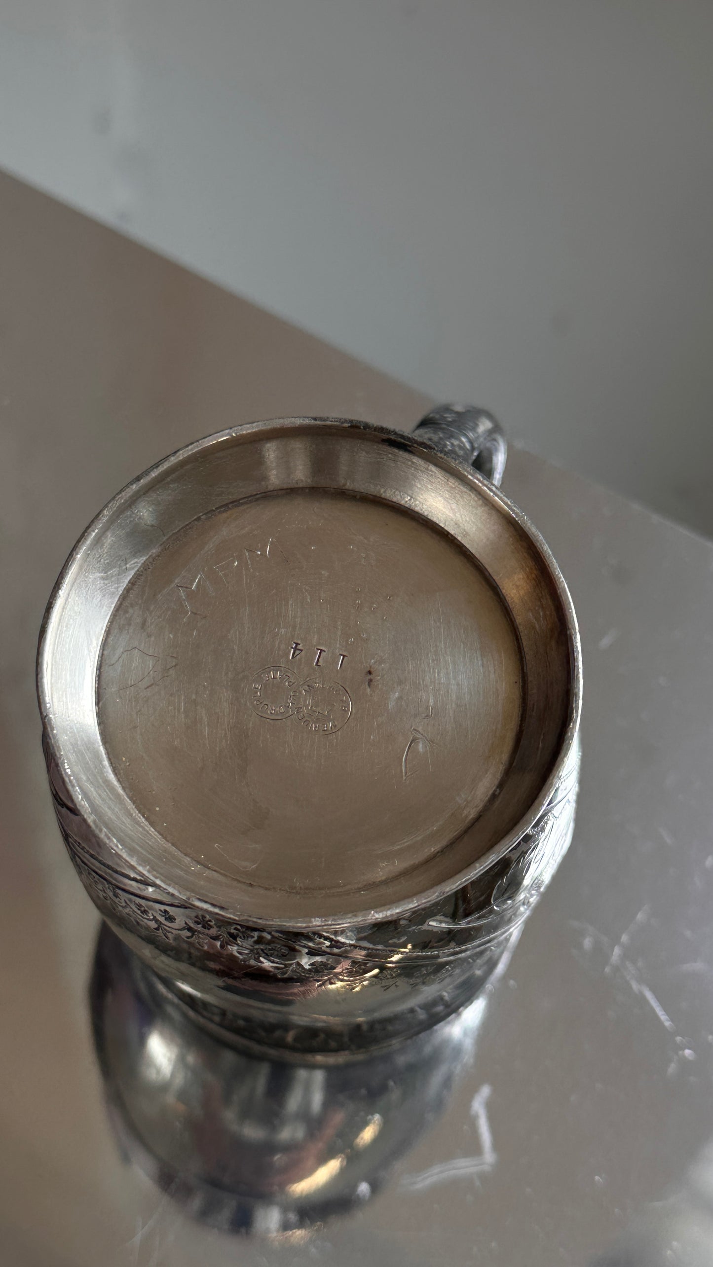 Meridan B Co. Etched Silver Plate Sugar or Spoon Holder