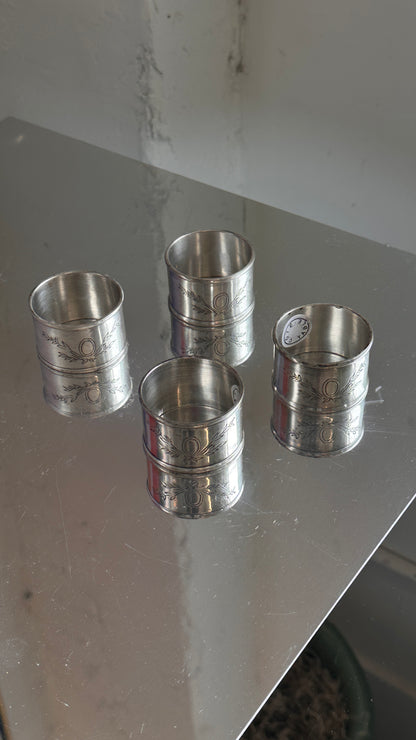 Set of 4 Silver Plate Napkin Rings