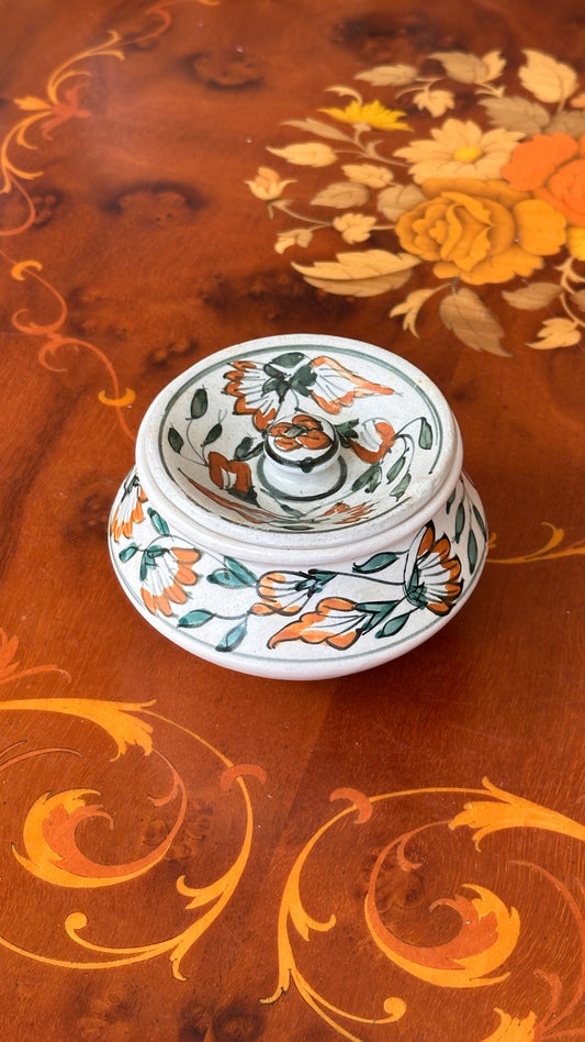 Hand Painted Lidded Ceramic Vessel