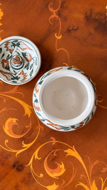 Hand Painted Lidded Ceramic Vessel