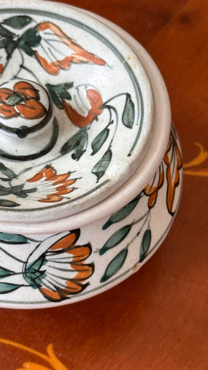 Hand Painted Lidded Ceramic Vessel
