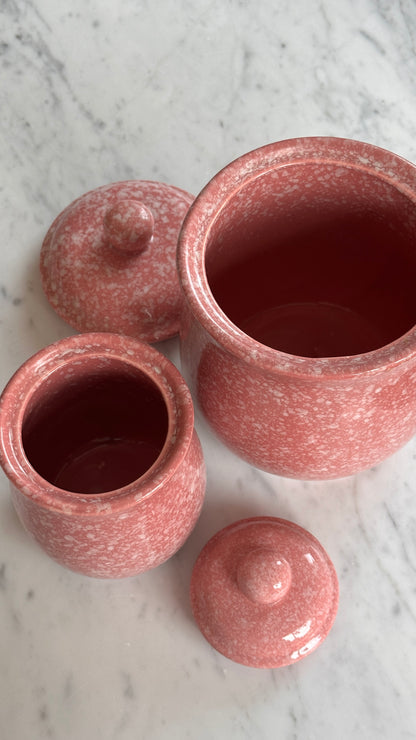 Pair of Pink Splatter Lidded Jars