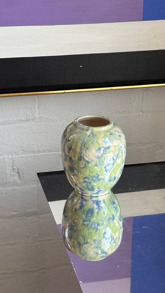 Green & Blue Swirl Ceramic Vase