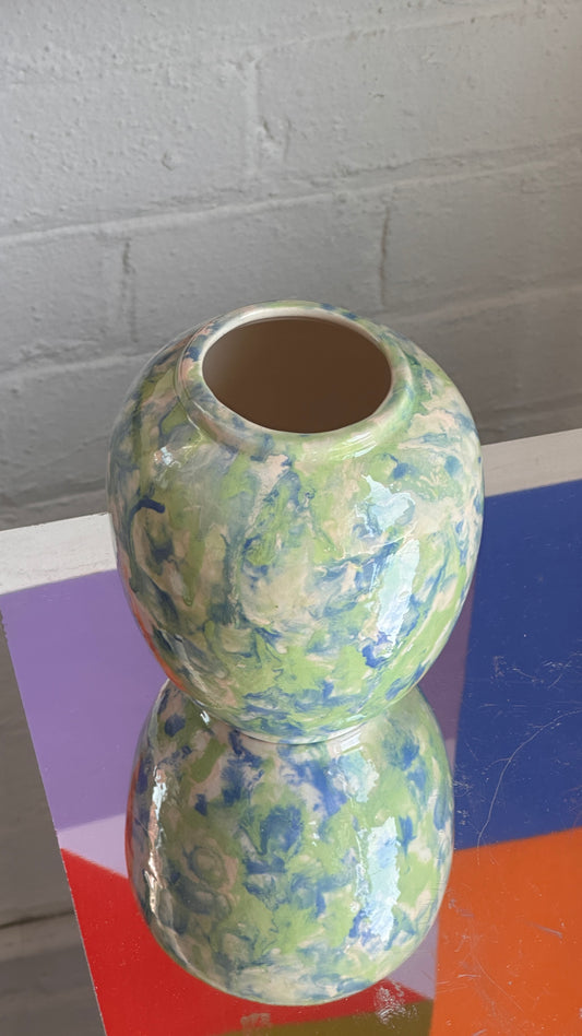 Green & Blue Swirl Ceramic Vase