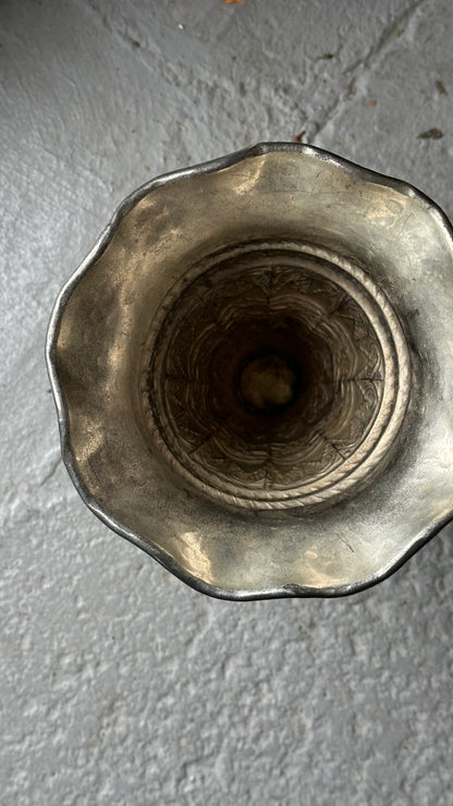 Large Decorated Metal Vase