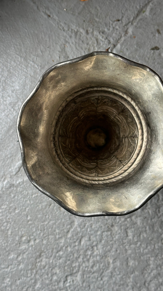 Large Decorated Metal Vase