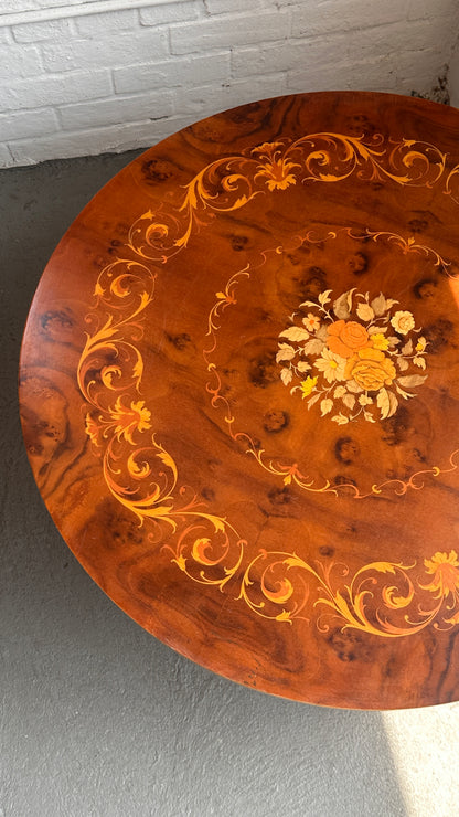 Italian Inlaid Marquetry Round Coffee Table