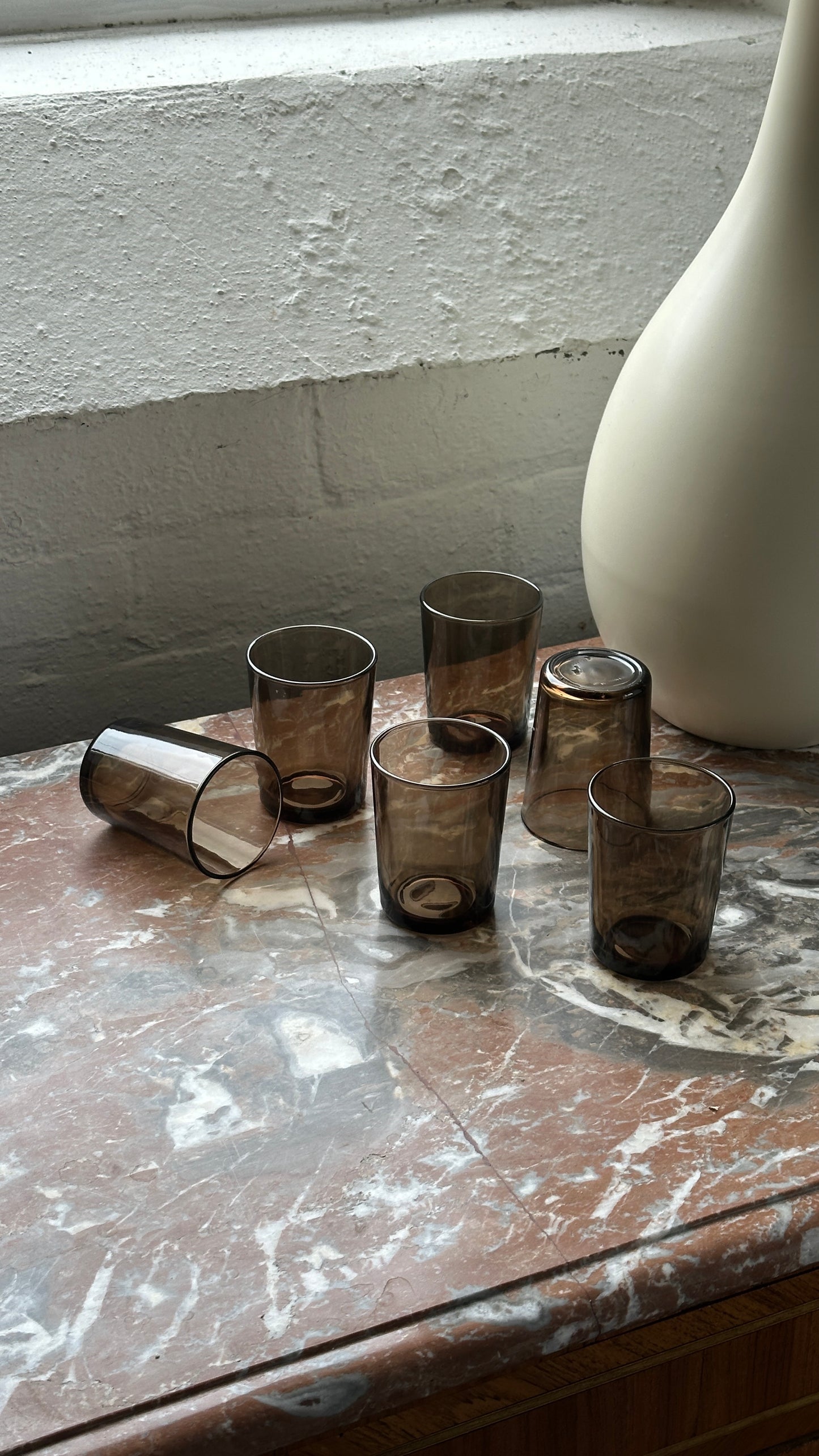 Set of 6 French Smoked Glass Cups