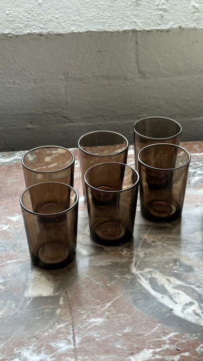 Set of 6 French Smoked Glass Cups
