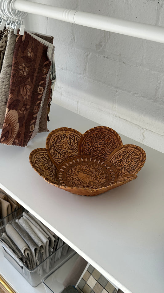 Decorative Engraved Birch Bark Bowl