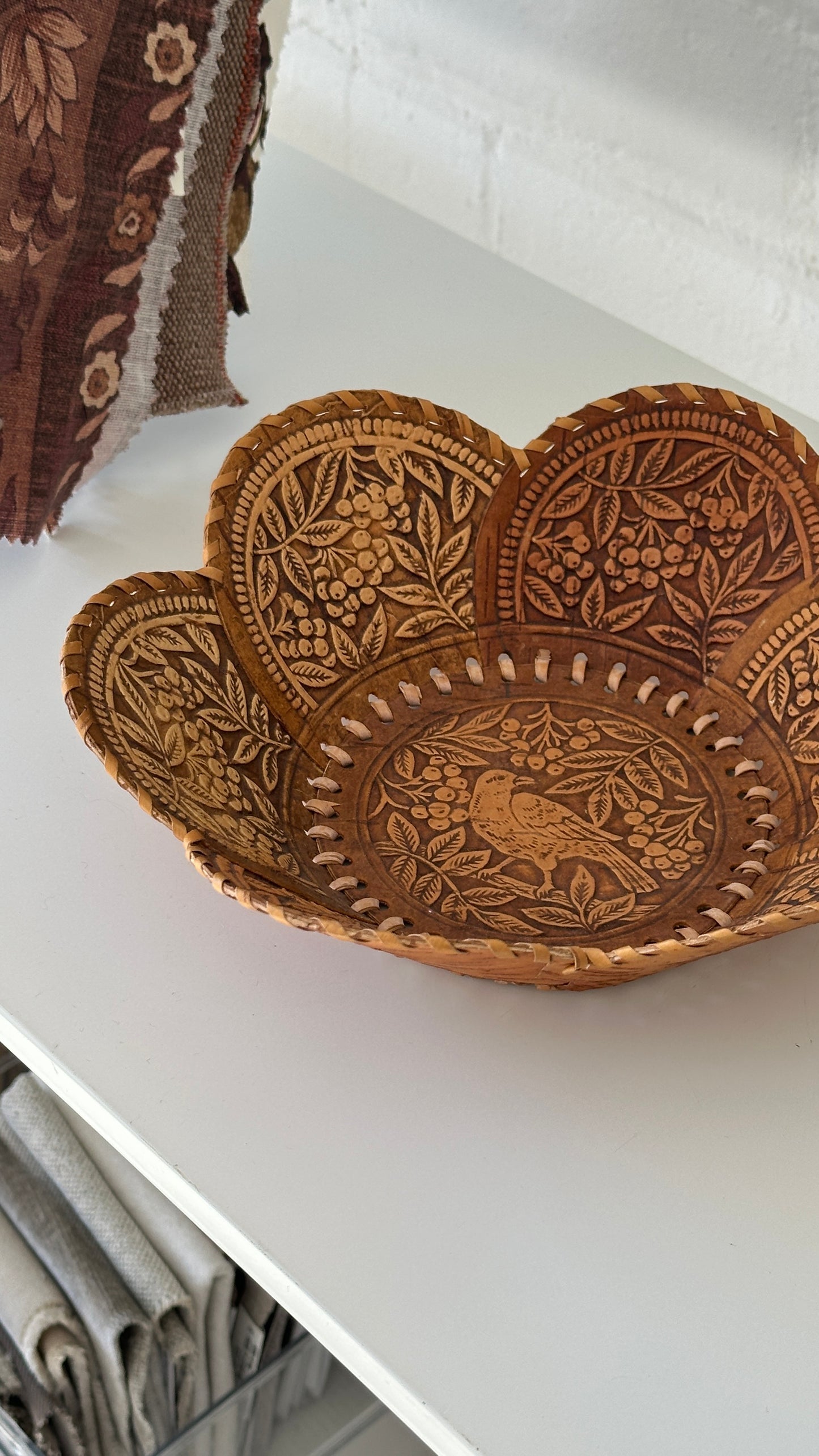 Decorative Engraved Birch Bark Bowl