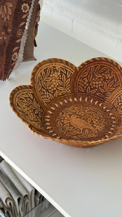 Decorative Engraved Birch Bark Bowl