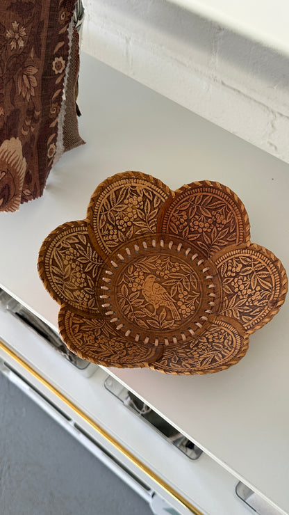 Decorative Engraved Birch Bark Bowl