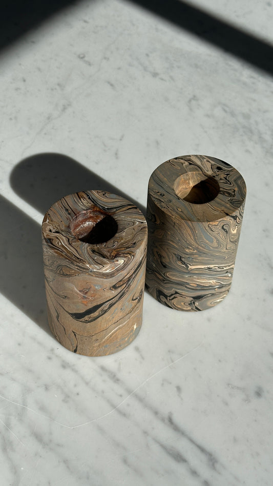Pair of Wooden Candle Holders
