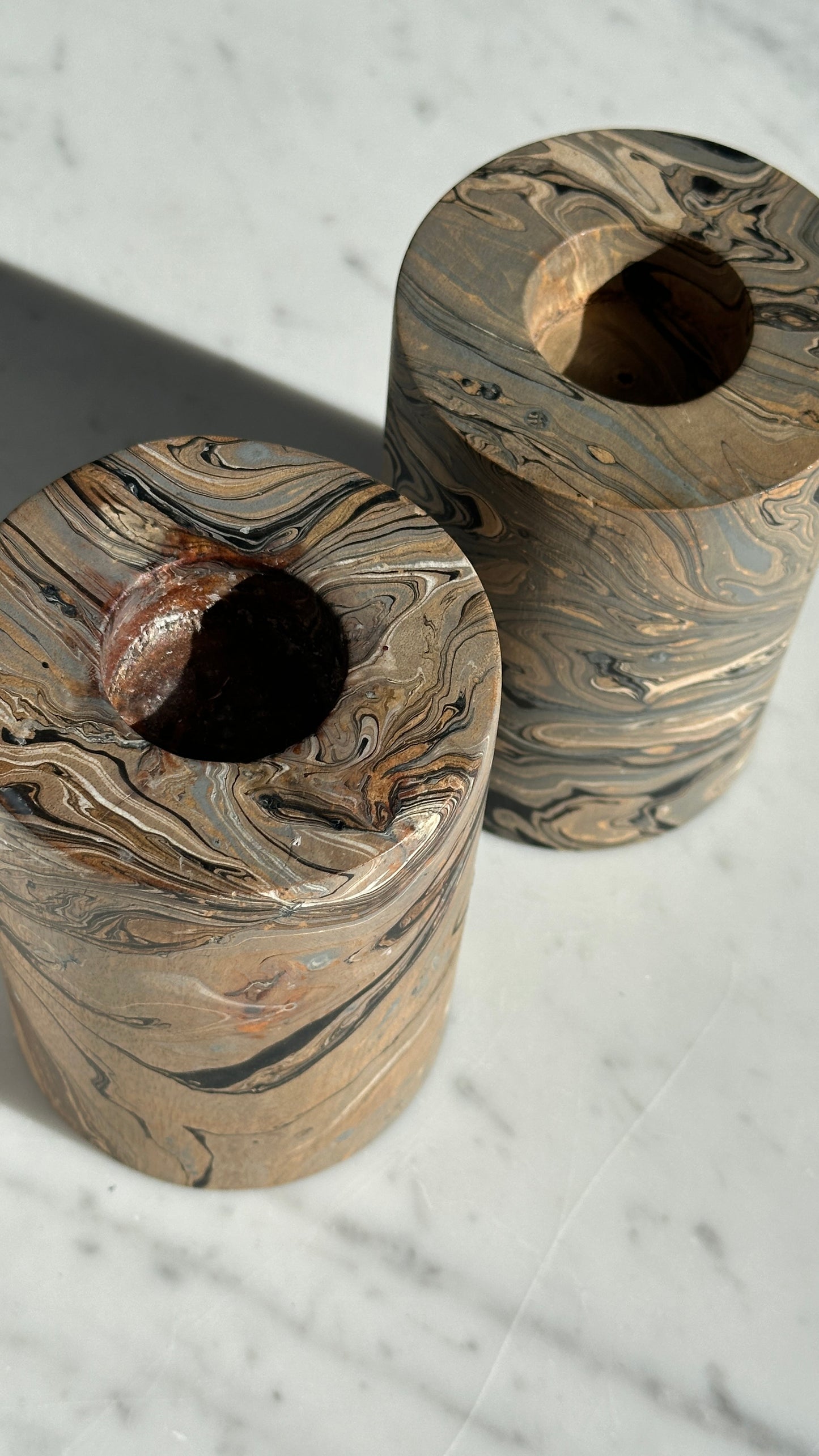 Pair of Wooden Candle Holders