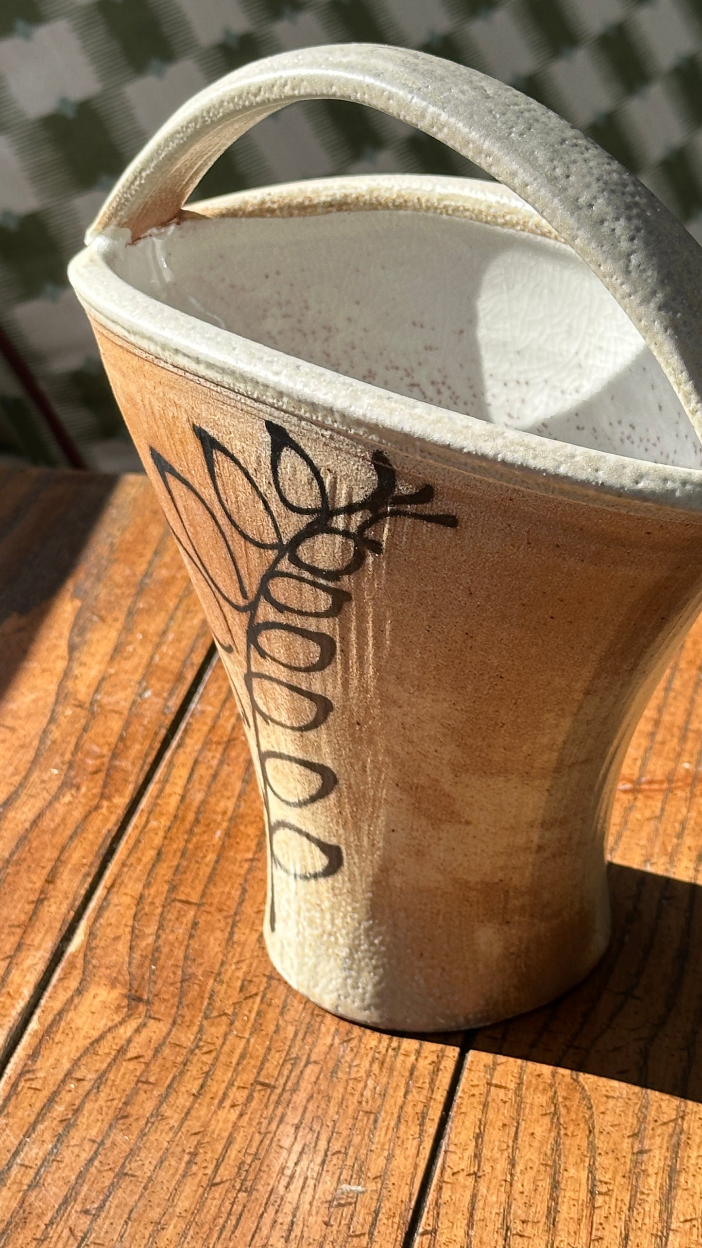 Wood Fired Ceramic Vase with Handle