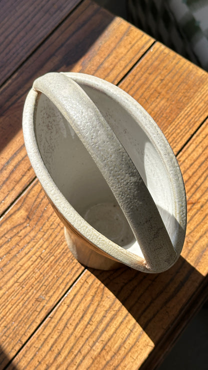 Wood Fired Ceramic Vase with Handle