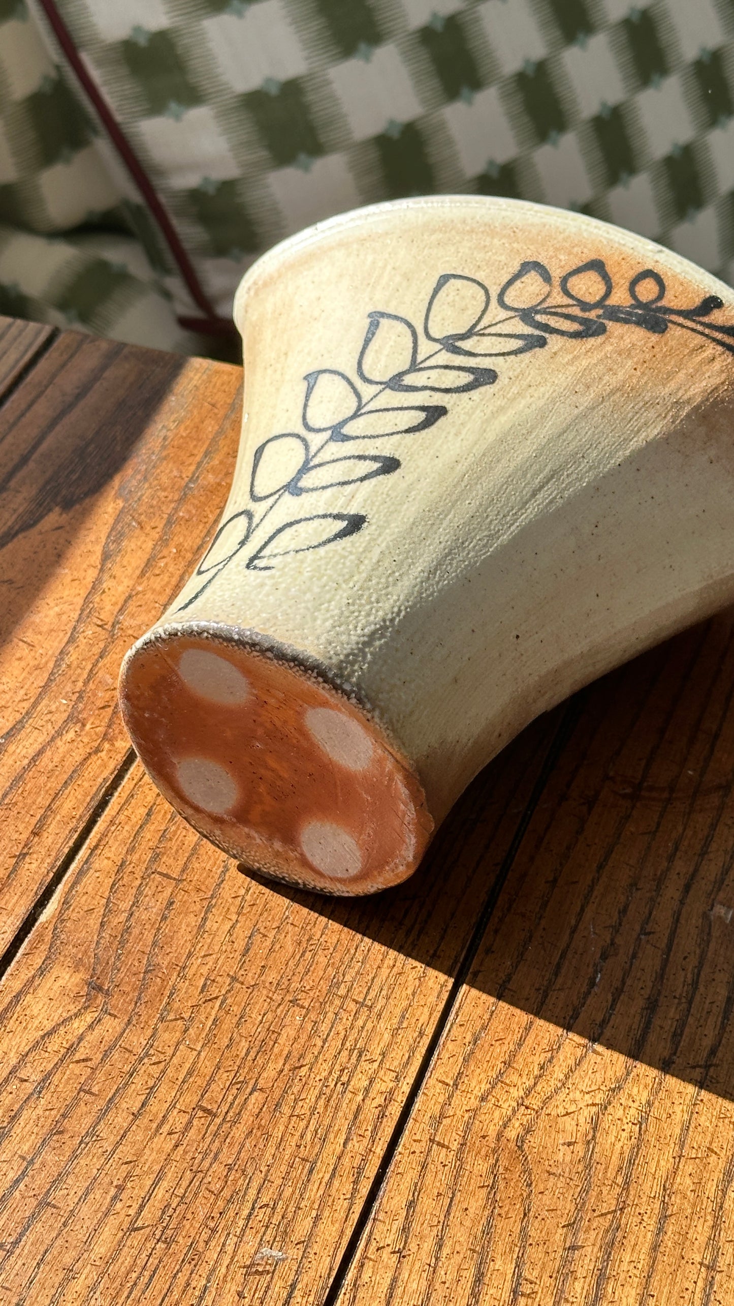 Wood Fired Ceramic Vase with Handle