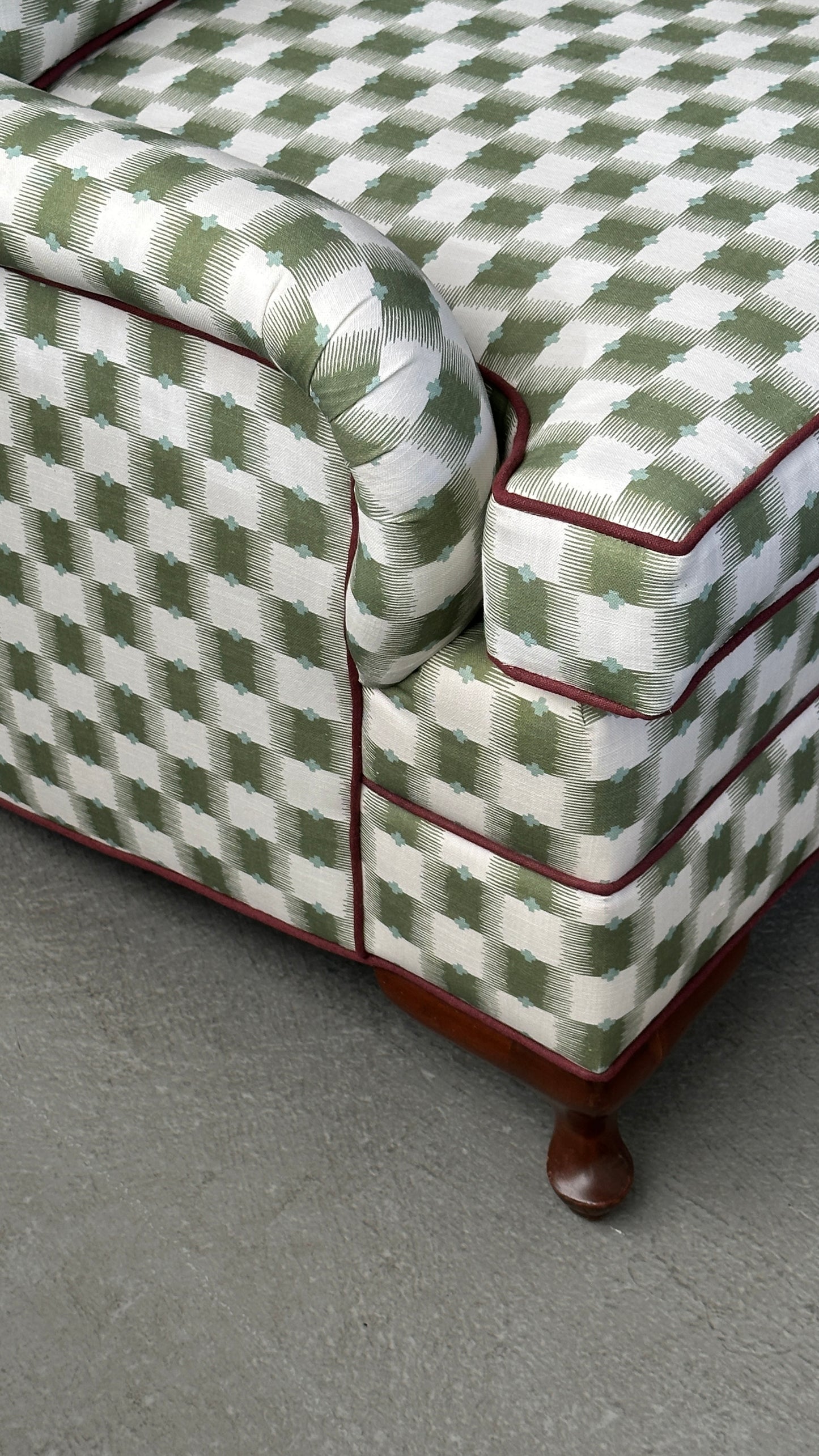 Pair of Upholstered Roll Arm Accent Chairs