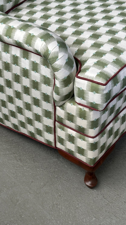 Pair of Upholstered Roll Arm Accent Chairs