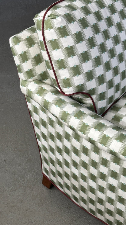 Pair of Upholstered Roll Arm Accent Chairs